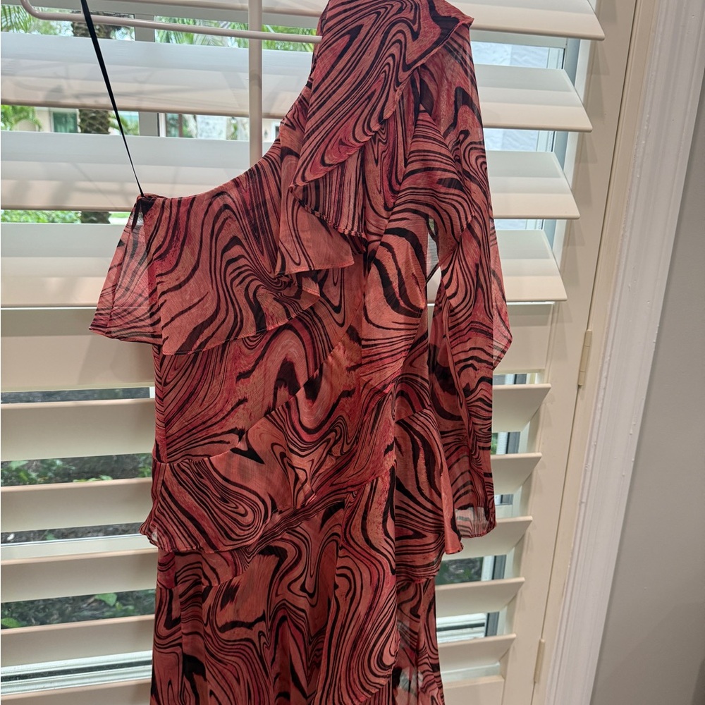 Misa Los Angeles Small Selena Feeling Groovy Pink And Orange Mini Dress